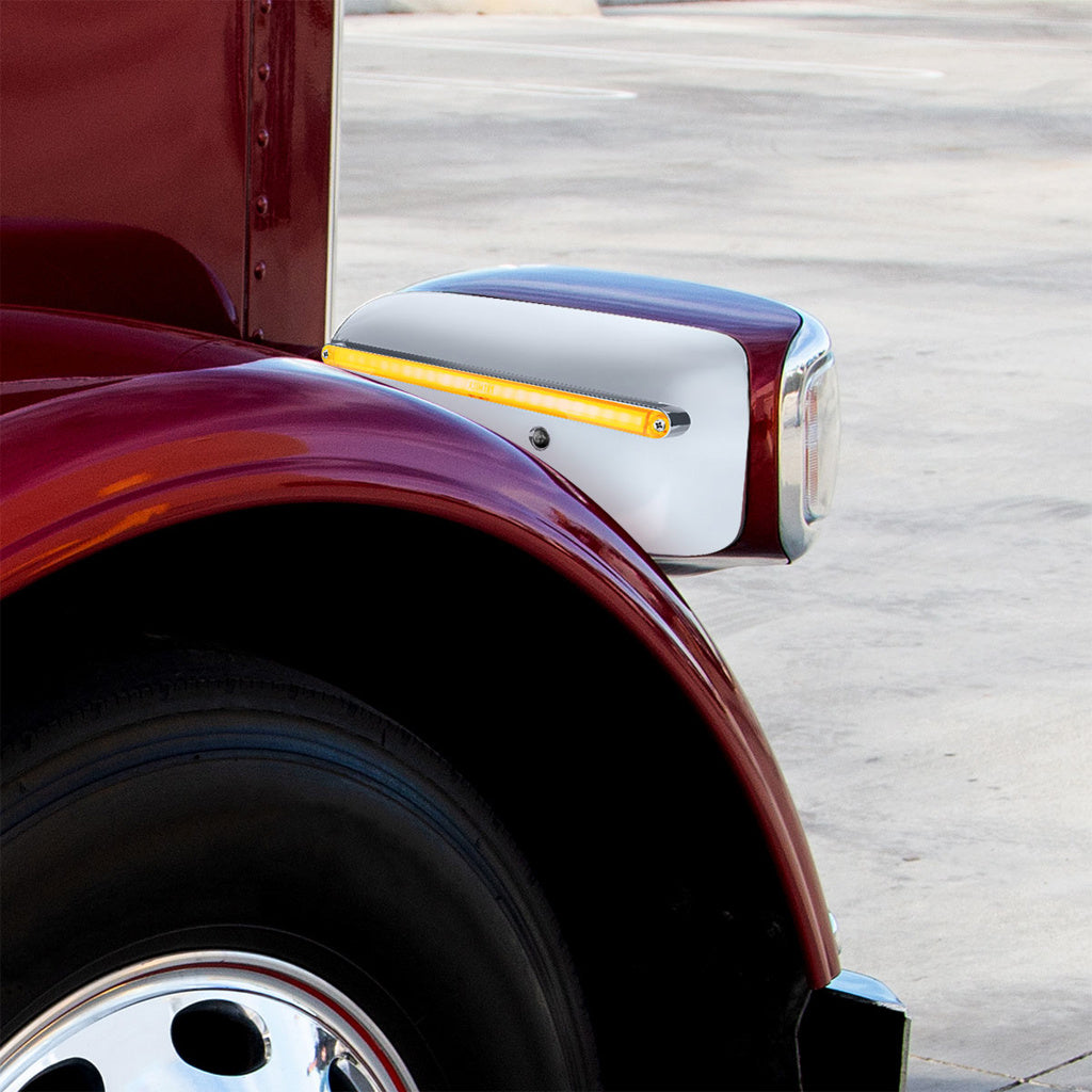 24 LED GloLight Rear Headlight Housing Cover For 2008-2023 Peterbilt 389 (Passenger) - Amber LED/Lens