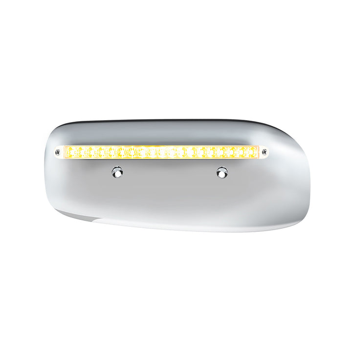 19 LED Rear Headlight Housing Cover For 2008-2023 Peterbilt 389 (Driver) - Amber LED/Clear Lens
