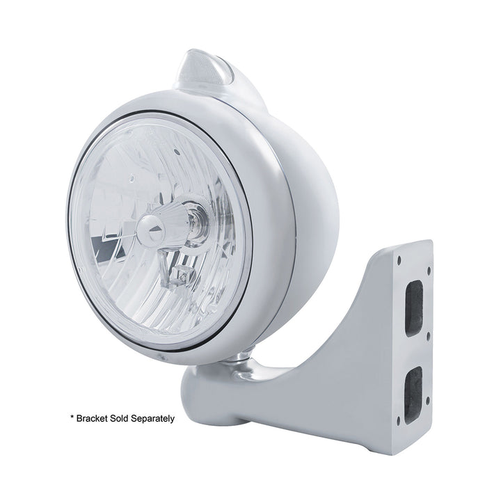 Stainless Steel Guide 682-C Headlight Crystal H4 &amp; Original Style LED Signal - Clear Lens