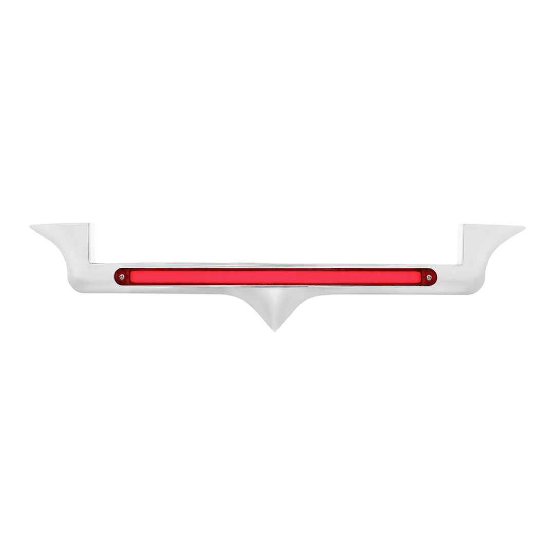 Chrome Hood Emblem Trim With 24 LED GloLight Bar For Kenworth - Red LED/Red Lens