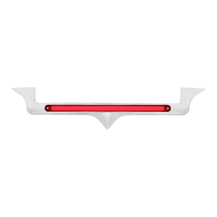 Chrome Hood Emblem Trim With 24 LED GloLight Bar For Kenworth - Red LED/Red Lens