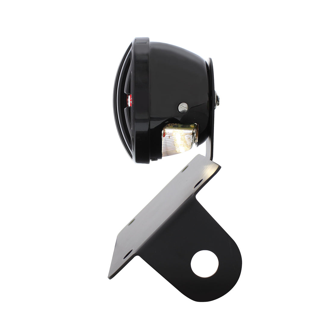 Motorcycle LED "Bobber" Style Horizontal Tail Light With Black Grille Bezel - Red Lens