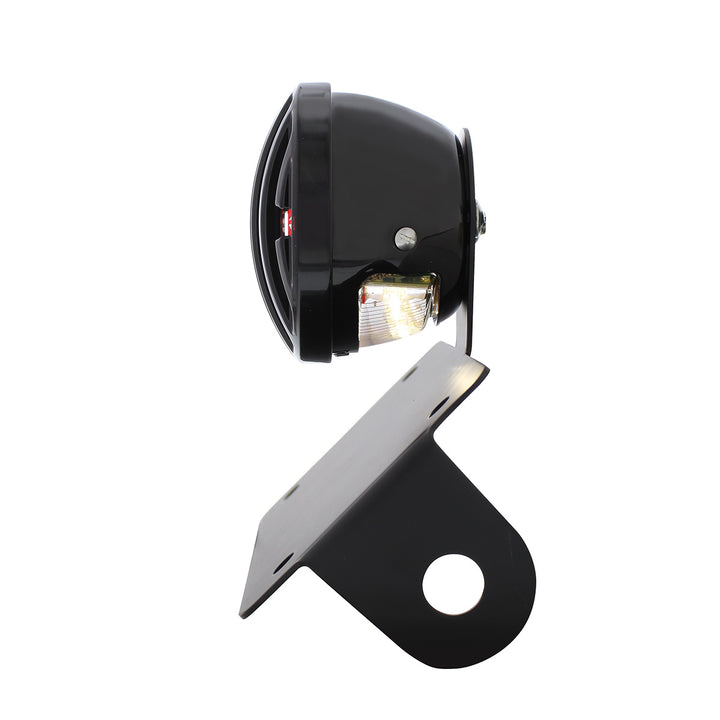 Motorcycle LED "Bobber" Style Horizontal Tail Light With Black Grille Bezel - Red Lens
