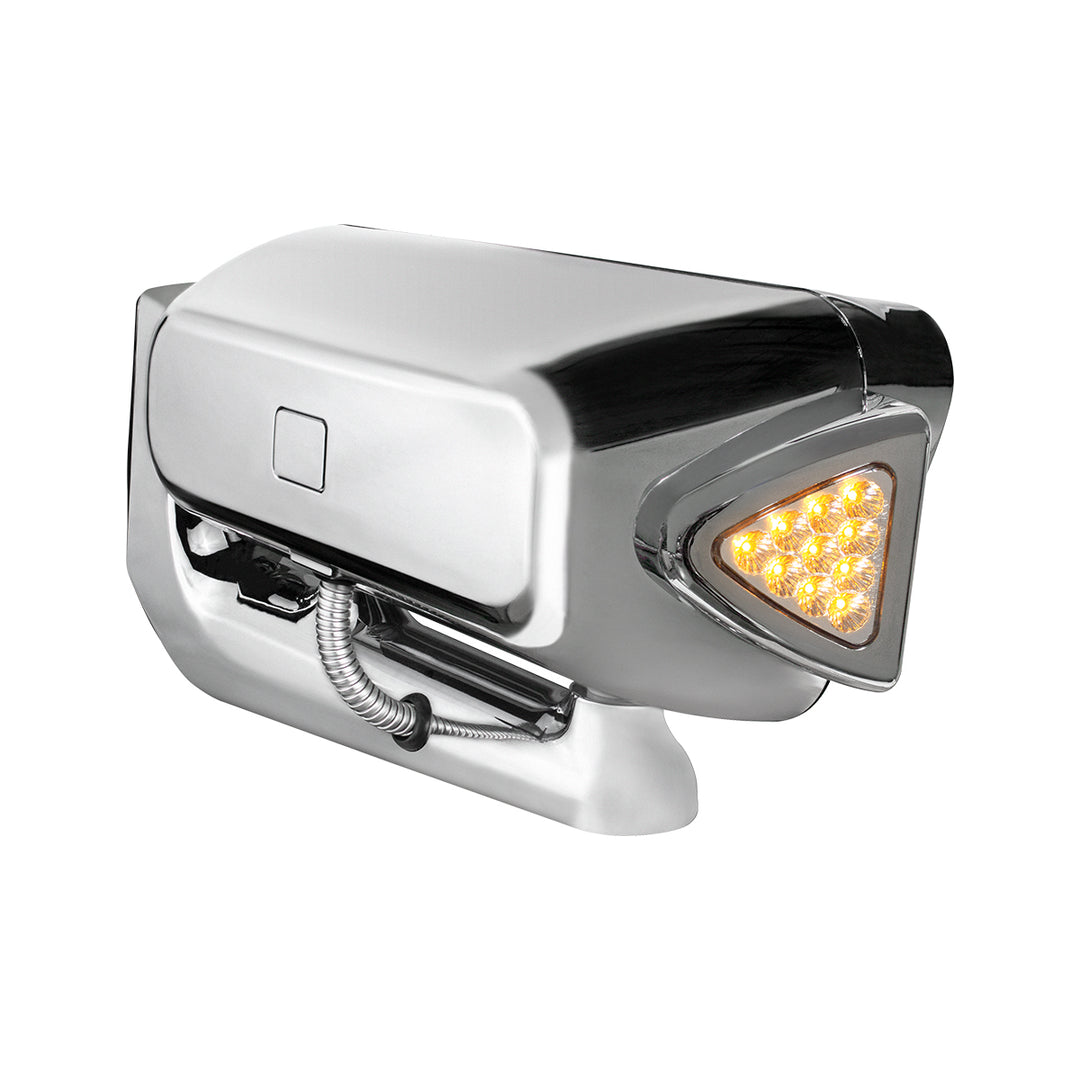High Power LED Black Projection Headlight Assembly With Mounting Arm &amp; Turn Signal - Passenger