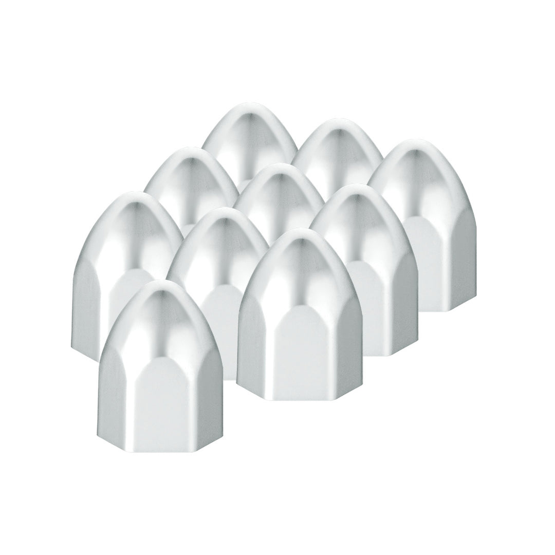 7/16" x 3/4" Chrome Plastic Bullet Nut Covers - Push-On (10-Pack)