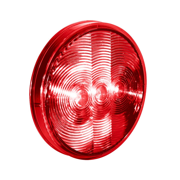 3 LED 4" Round Light (Stop, Turn, &amp; Tail) - Red LED/Red Lens