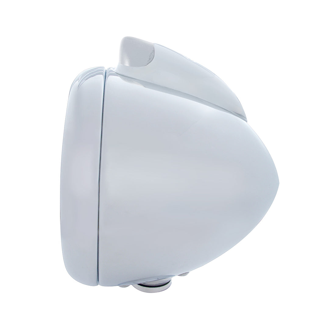 Stainless Steel Guide 682-C Headlight H4 With White LED &amp; Original Style LED Signal - Clear Lens