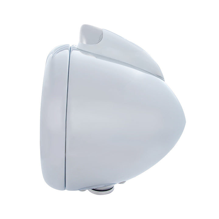 Stainless Steel Guide 682-C Headlight H4 With White LED &amp; Original Style LED Signal - Clear Lens