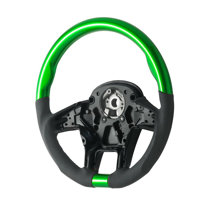 18" YourGrip Leather &amp; Wood Candy Color Steering Wheel For 2012-2021 PB 579&amp;2013-2021 KW T680 - Emerald Green