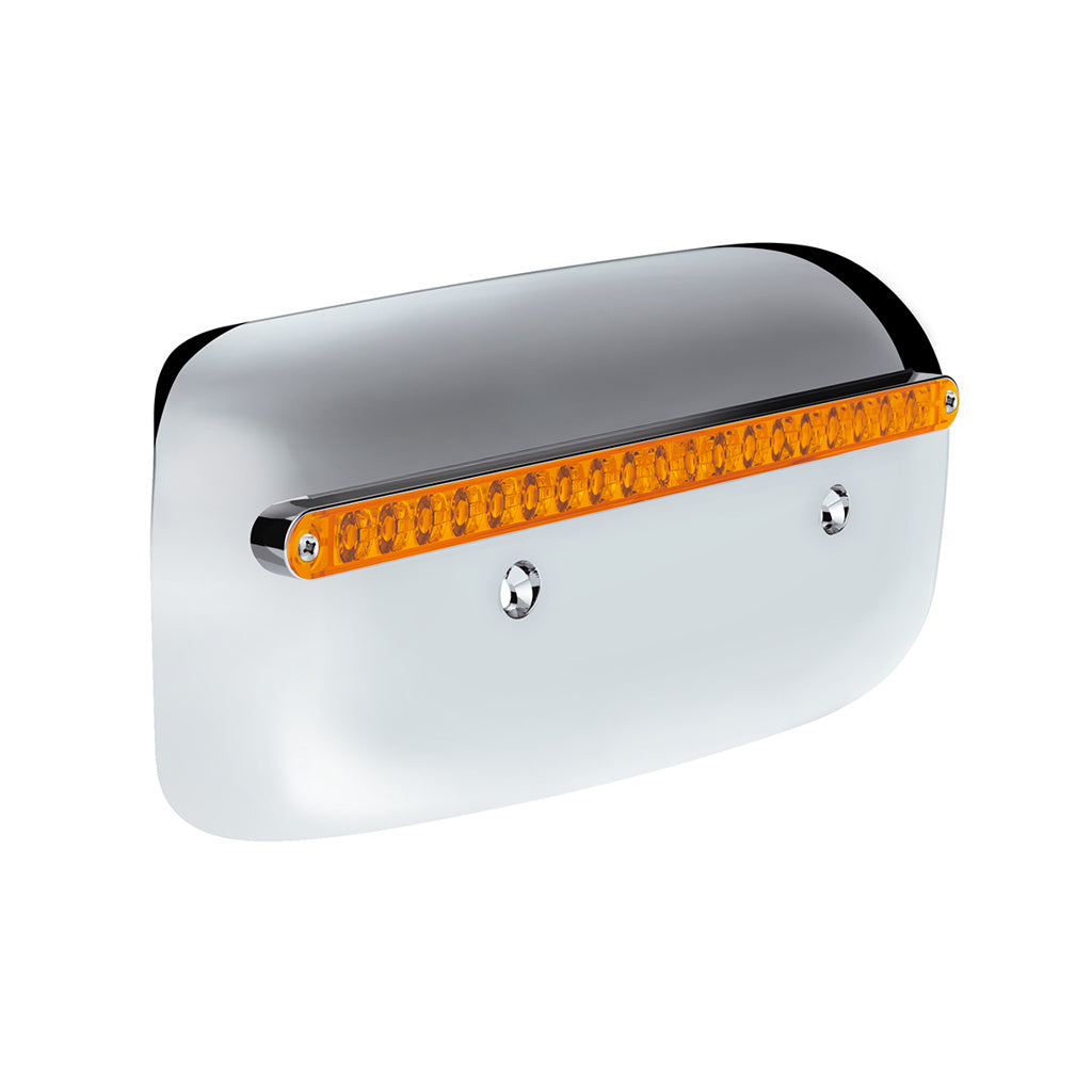 19 LED Rear Headlight Housing Cover For 2008-2023 Peterbilt 389 (Driver) - Amber LED/Lens