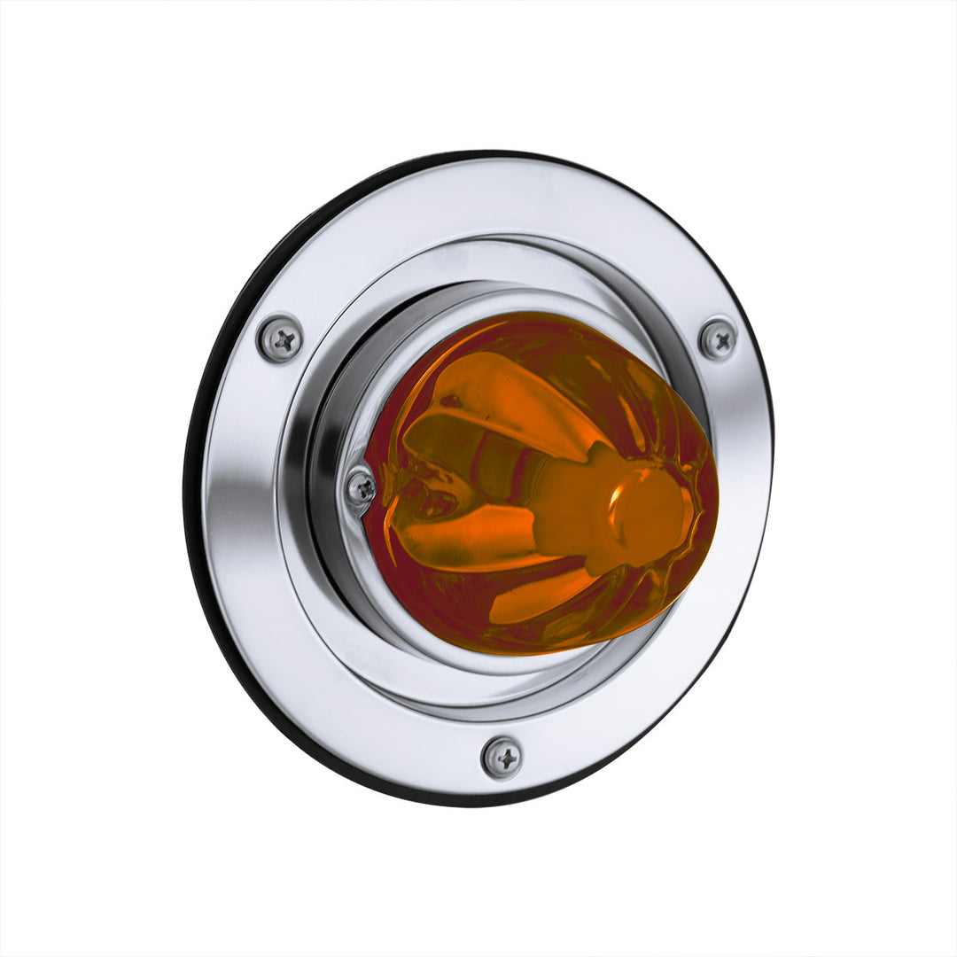 Dual Function Glass Watermelon Sleeper Bunk Kit With 304 Stainless Steel Bezel &amp; LED Bulb - Dark Amber Lens/Amber LED