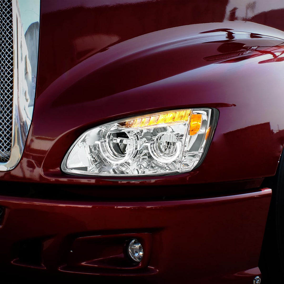 Chrome Full LED Headlight For 2008-2017 Kenworth T660 - Driver