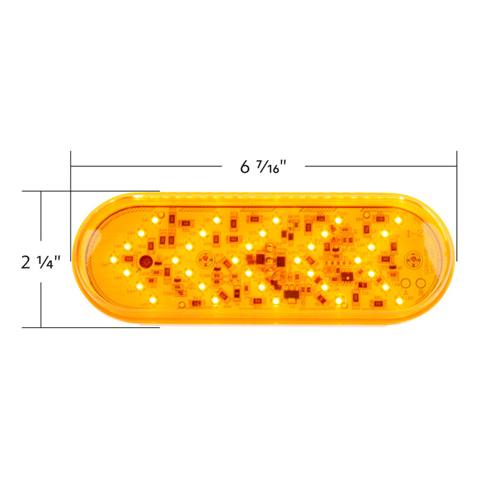 35 LED 6" Oval Sequential Turn Signal Light - Amber LED/Amber Lens (Bulk)
