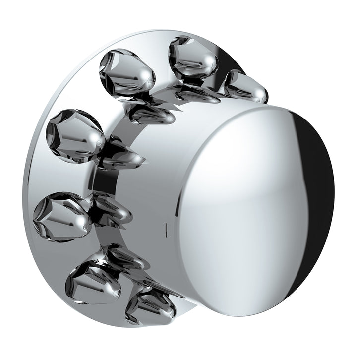 Dome Rear Axle Cover With 1-1/2" Push-On Standard Nut Covers - Chrome