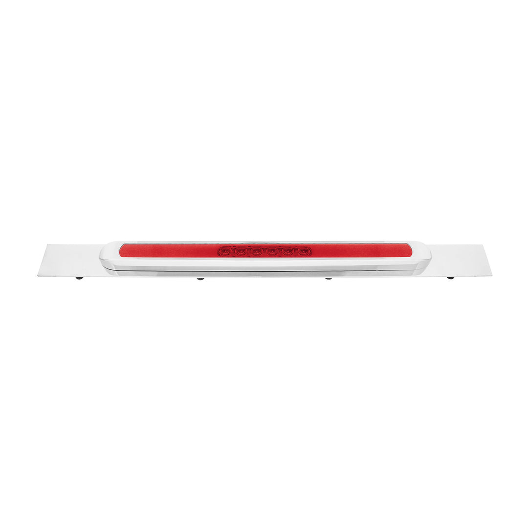 Chrome Top Mud Flap Plate With 28 LED 17" GloLight Bar &amp; Bezel - Red LED/Red Lens (Each)
