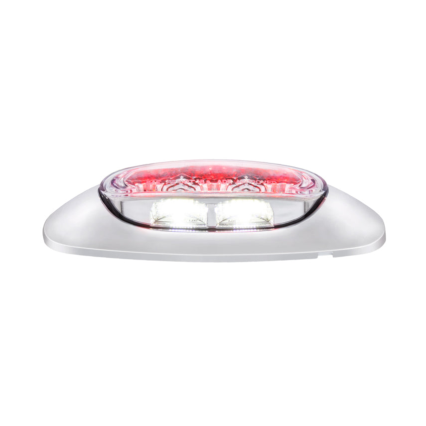 5 LED Reflector Light (Auxiliary/Utility) With Side Ditch Light - Red LED/Clear Lens (Bulk)