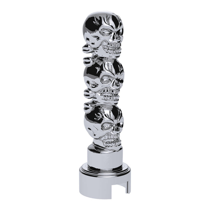 Thread-On 3 - Skull Gearshift Knob With Adapter For Eaton - Fuller 13/15/18 Speed Shifter - Chrome