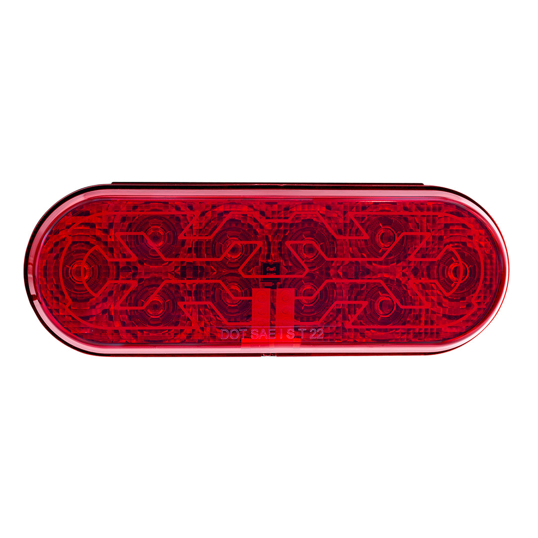 10 LED 6" Oval Light (Stop, Turn &amp; Tail) With Heated Lens - Red LED/Red Lens