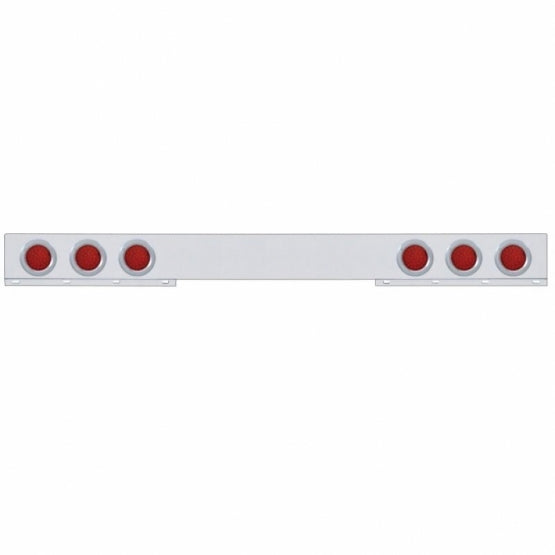 Stainless 1 Piece Rear Light Bar With 6 x 36 LED 4" Lights &amp; Bezels - Red LED/Red Lens