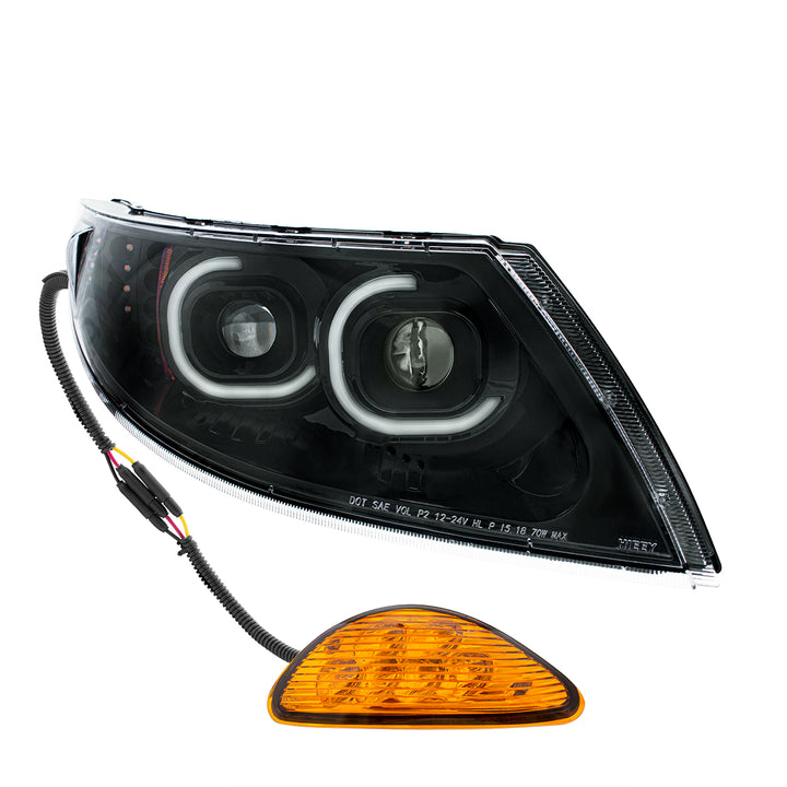 Black LED Projector Headlight With Rear Facing Turn Signal For International Durastar 2002-2018 - Passenger