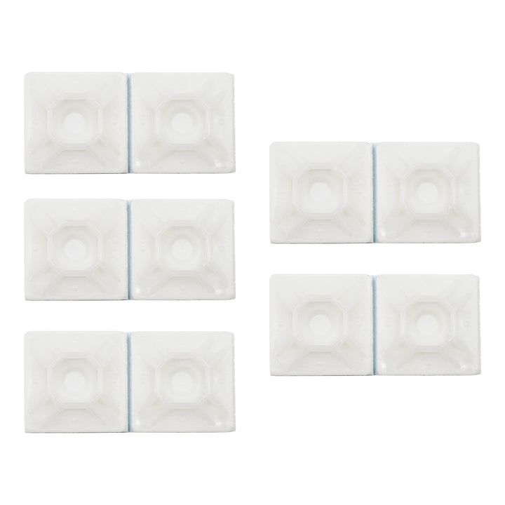 1" Natural Nylon Adhesive Wire Tie Mount 50 Lbs Ties (10-Pack)