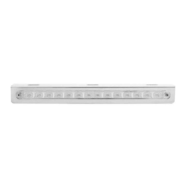 Stainless Light Bracket With 14 LED 12" Sequential Light Bar (Left to Right) - Red LED/Clear Lens