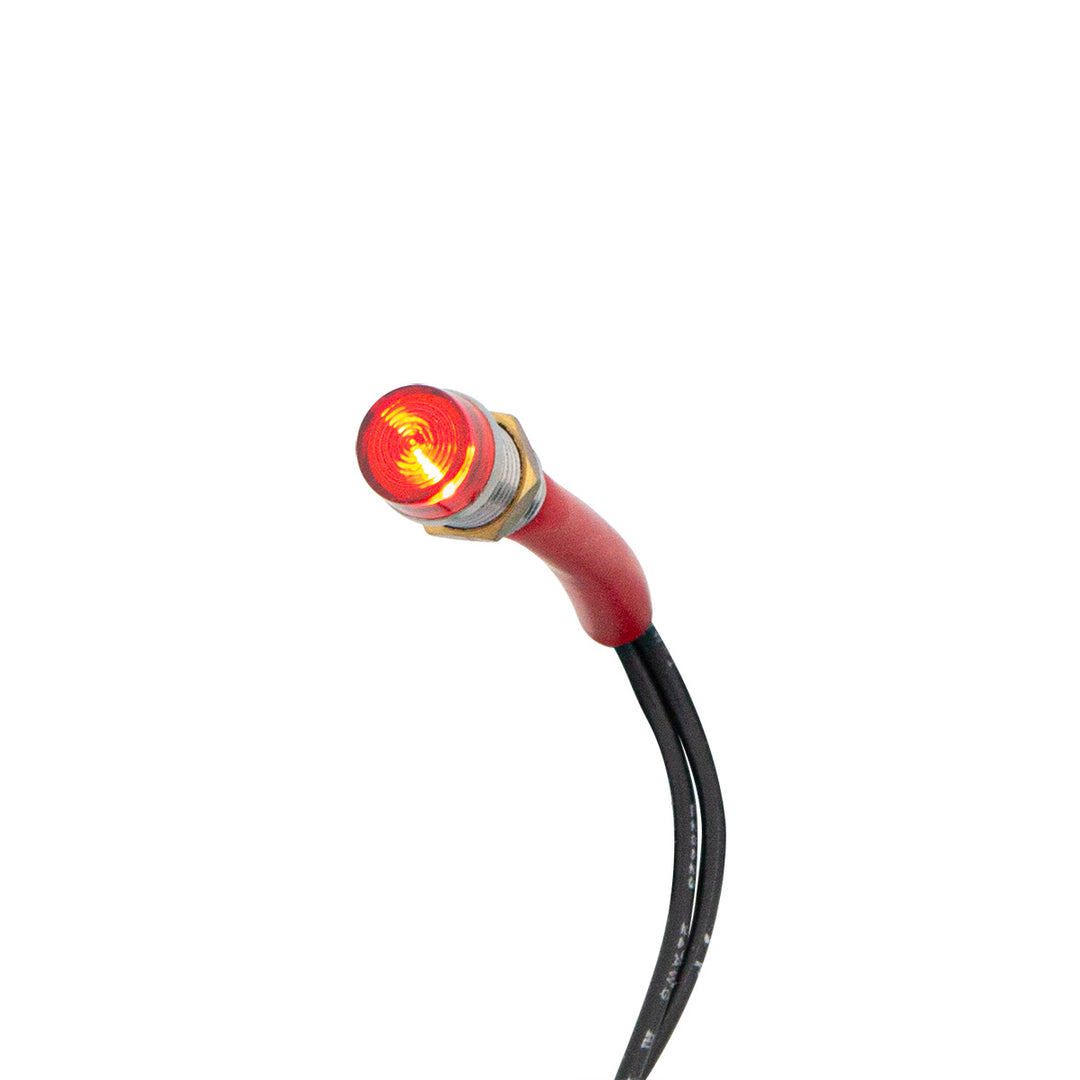 Red Mini Warning Light 16 Amp 12V 1/4" Panel Mount w/Leads 1 Pc.