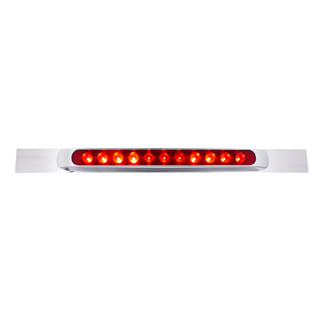 Chrome Top Mud Flap Plate With 11 LED 17" Light Bar &amp; Bezel - Red LED/Red Lens (Each)
