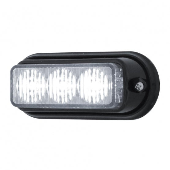 3 LED Warning Light With Black Bezel - White LED (Bulk)
