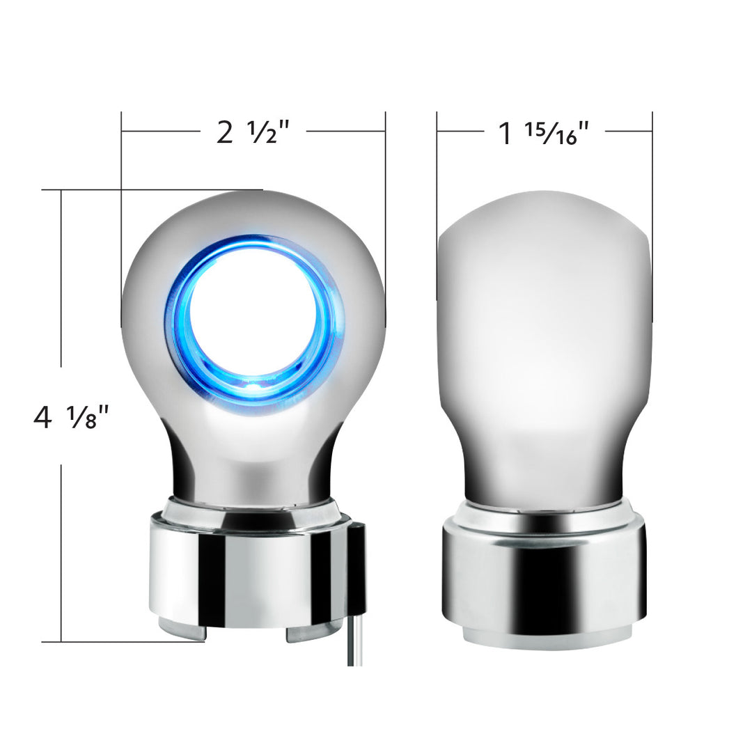 Thread-On Chrome Charlotte Style Gearshift Knob With LED 9/10 Speed Adapter - Blue LED