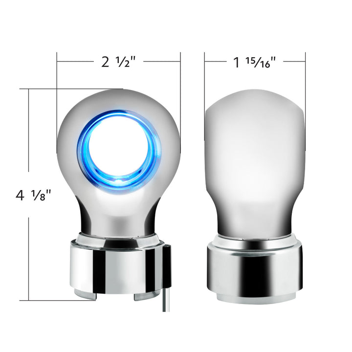 Thread-On Chrome Charlotte Style Gearshift Knob With LED 9/10 Speed Adapter - Blue LED