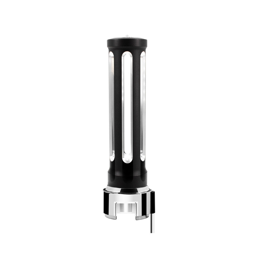 Thread-On Matte Black Sonoma Style Gearshift Knob With LED 13/15/18 Speed Adapter - Clear Crystal/White LED