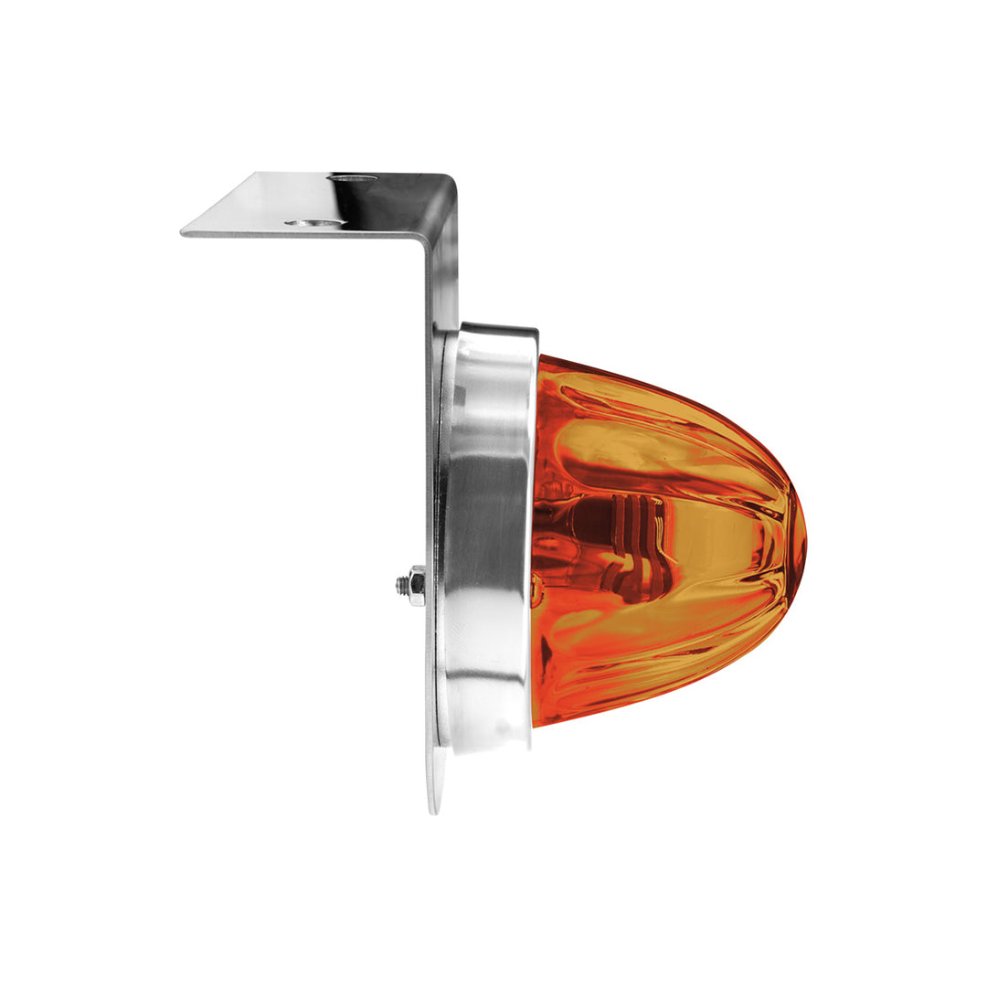 Dual Function Glass Watermelon Light With Stainless Steel Light Bracket Kit With LED Bulb - Amber LED/Amber Lens