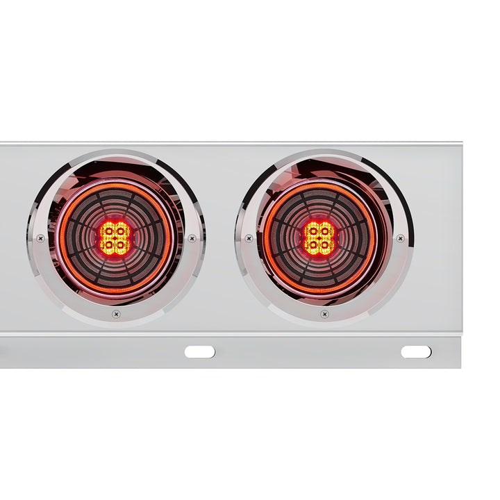 2" Bolt Pattern Stainless Steel Spring Loaded Bar With 6 x 4" 13 LED Abyss Lights &amp; Visors - Red LED/Clear Lens (Pair)