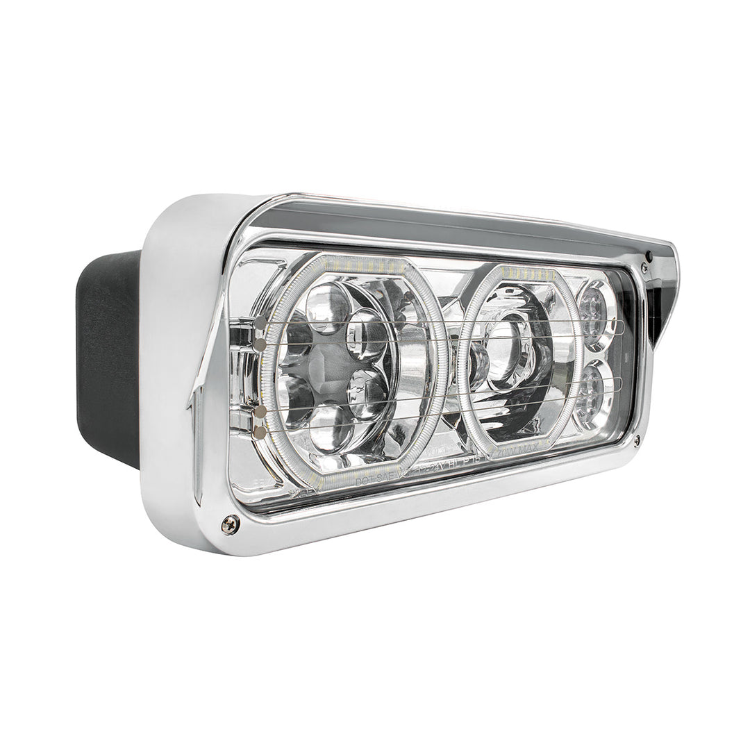 Chrome High Power Heated 10 LED Headlight With LED Turn &amp; DRL - Driver