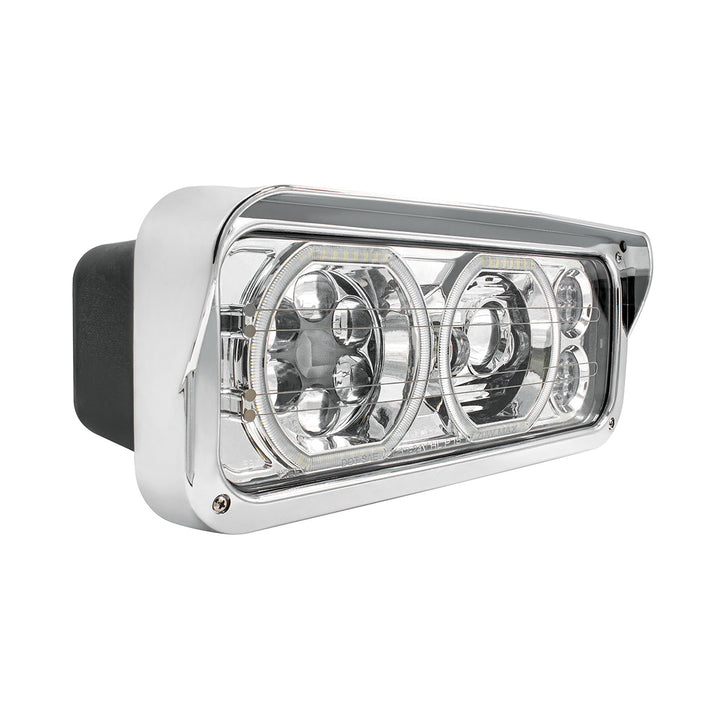 Chrome High Power Heated 10 LED Headlight With LED Turn &amp; DRL - Driver