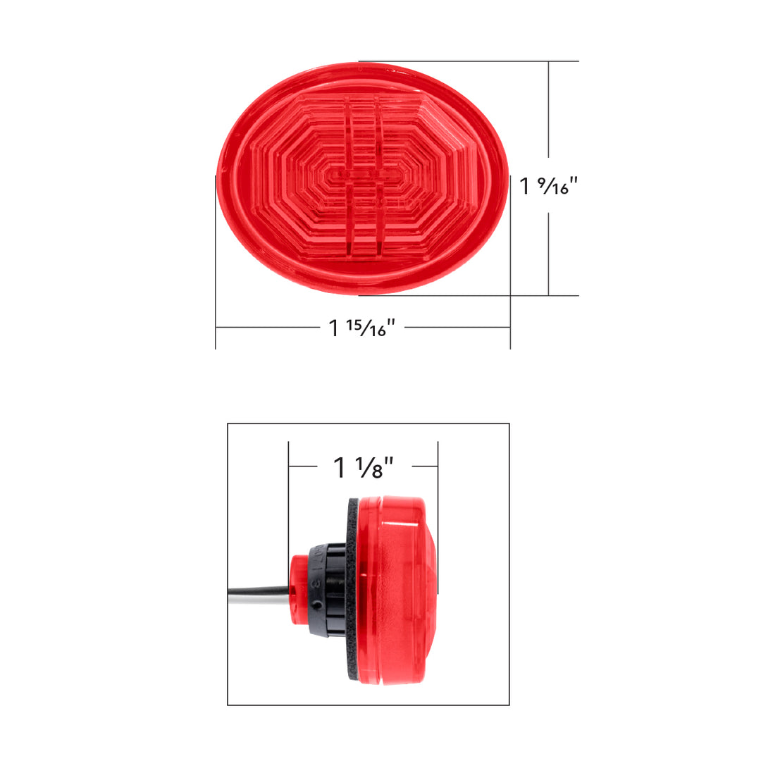 3 LED Oval Clearance/Marker Light - Red LED/Red Lens