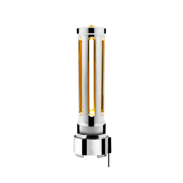 Thread-On Chrome Sonoma Style Gearshift Knob With LED 9/10 Speed Adapter - Amber Crystal/Amber LED
