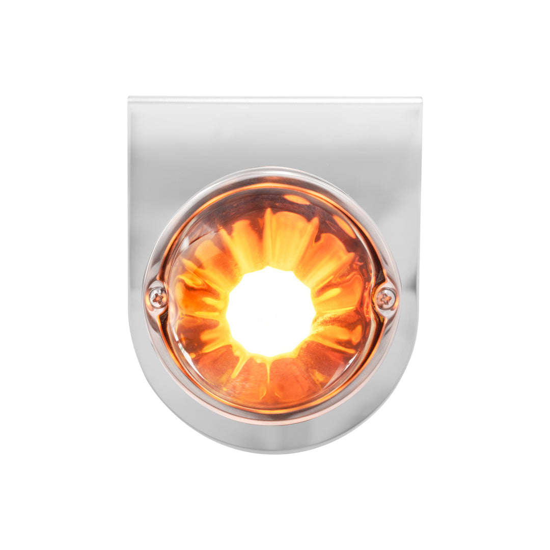 Dual Function Glass Watermelon Light With Stainless Steel Light Bracket Kit With LED Bulb - Amber LED/Amber Lens