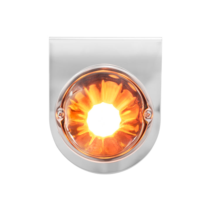 Dual Function Glass Watermelon Light With Stainless Steel Light Bracket Kit With LED Bulb - Amber LED/Amber Lens