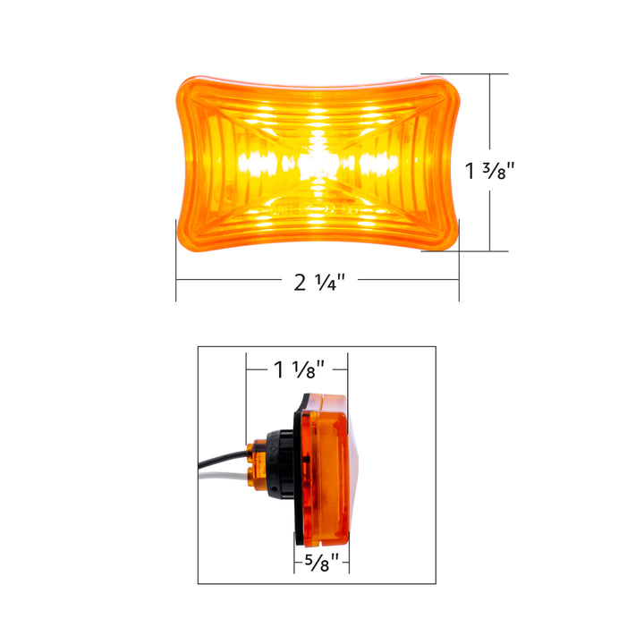 3 LED Rectangular Clearance/Marker Light - Amber LED/Amber Lens