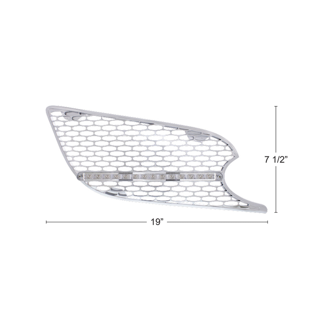 Chrome Air Intake Grille With LED Light For 2012-2021 Peterbilt 579 (Passenger) - Amber LED/Clear Lens