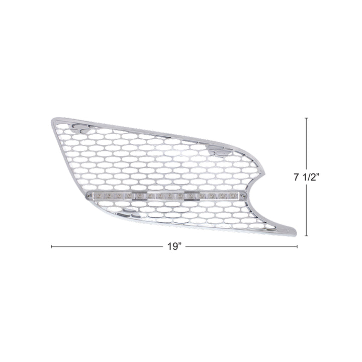 Chrome Air Intake Grille With LED Light For 2012-2021 Peterbilt 579 (Passenger) - Amber LED/Clear Lens