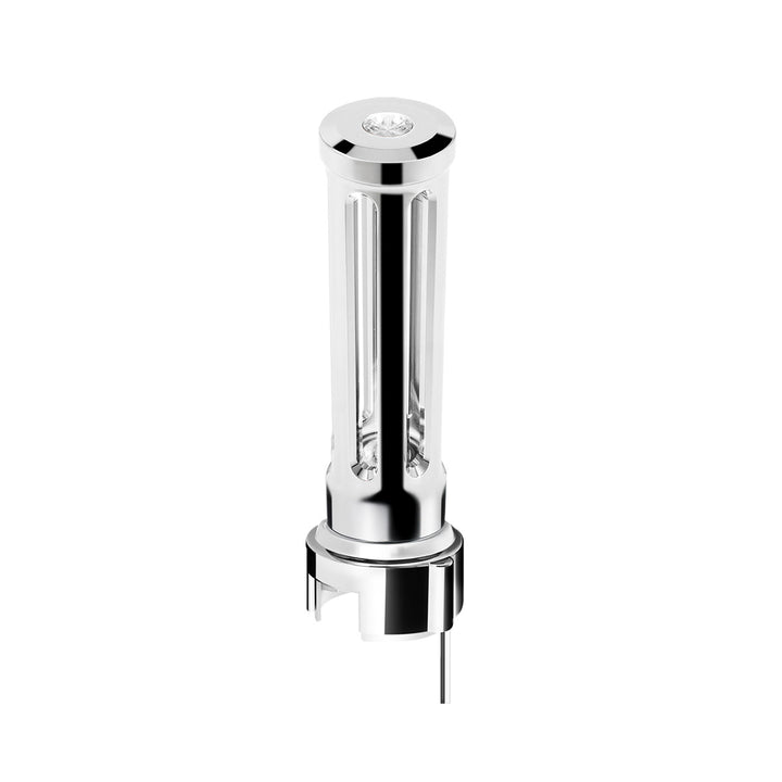 Thread-On Chrome Sonoma Style Gearshift Knob With LED 13/15/18 Speed Adapter - Clear Crystal/White LED