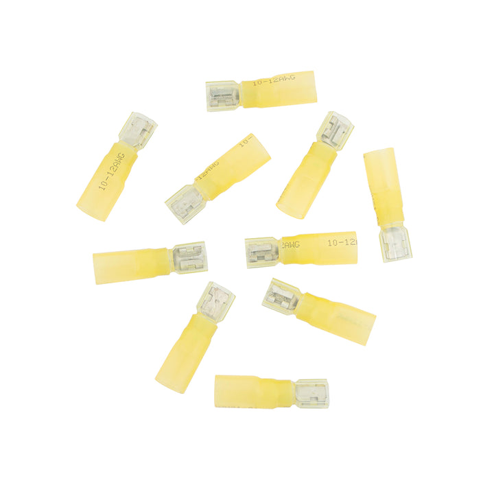 12-10 AWG .250 Tab CS Fully Insulated Heat Shrink FM Disconnect - Yellow (10-Pack)