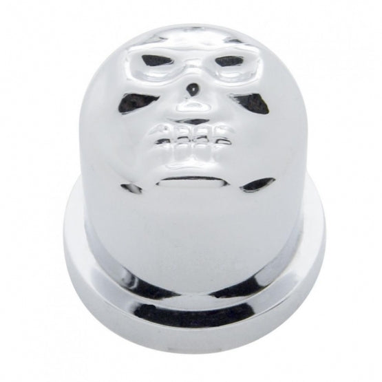 5/8" x 1-1/4" Chrome Plastic Skull Nut Cover, Push-On Style (Bulk)