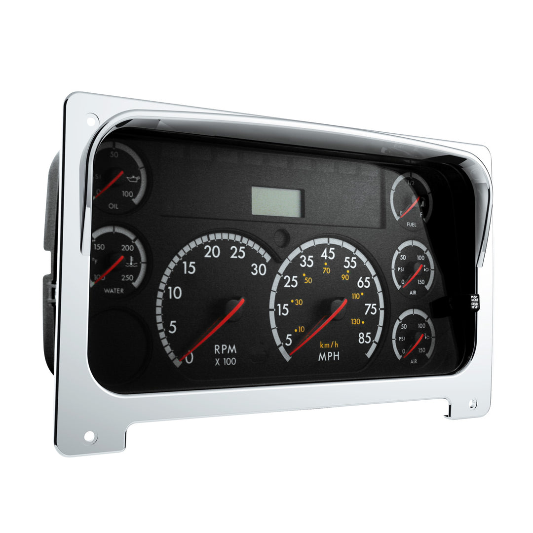 Chrome Plastic Center Gauge Cluster Bezel With Visor For 2001-2016 Freightliner Columbia