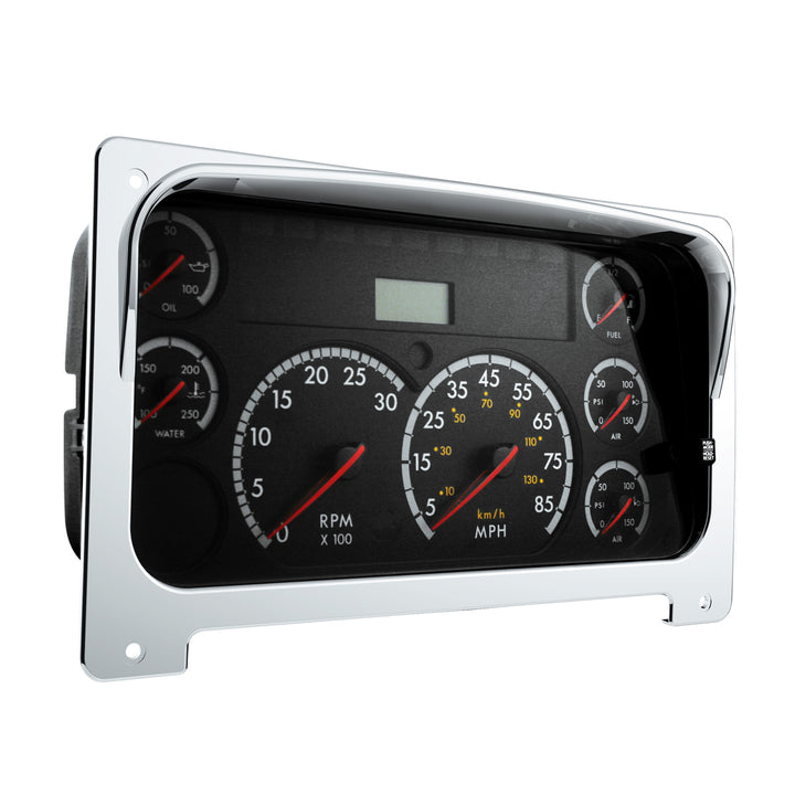 Chrome Plastic Center Gauge Cluster Bezel With Visor For 2001-2016 Freightliner Columbia