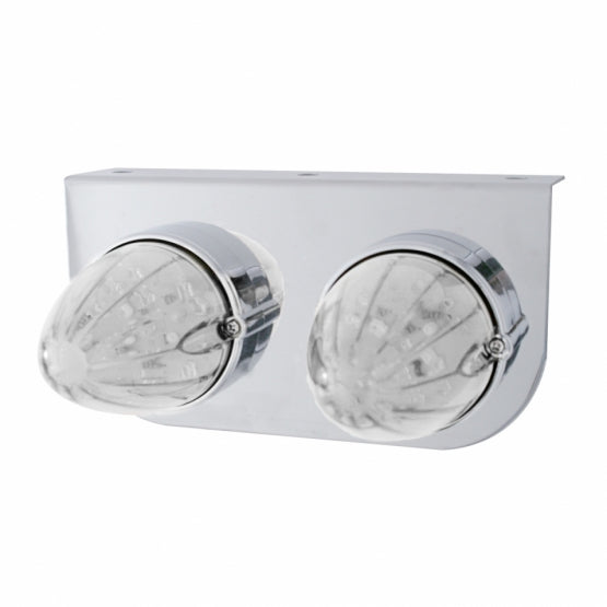 Stainless Light Bracket With 2 x 19 LED Watermelon Lights - Amber LED/Clear Lens