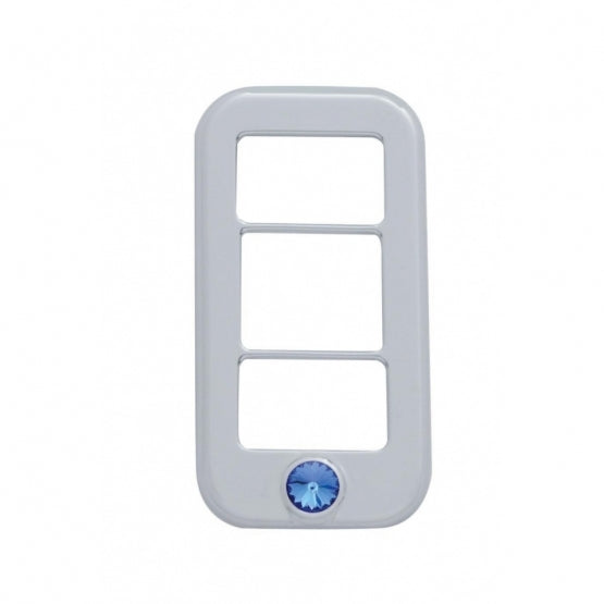 Rocker Switch Cover With 3 Openings &amp; Color Crystal For Freightliner - Blue (3-Pack)